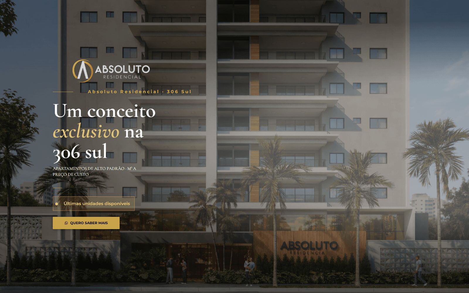 Interface do site Absoluto Residence