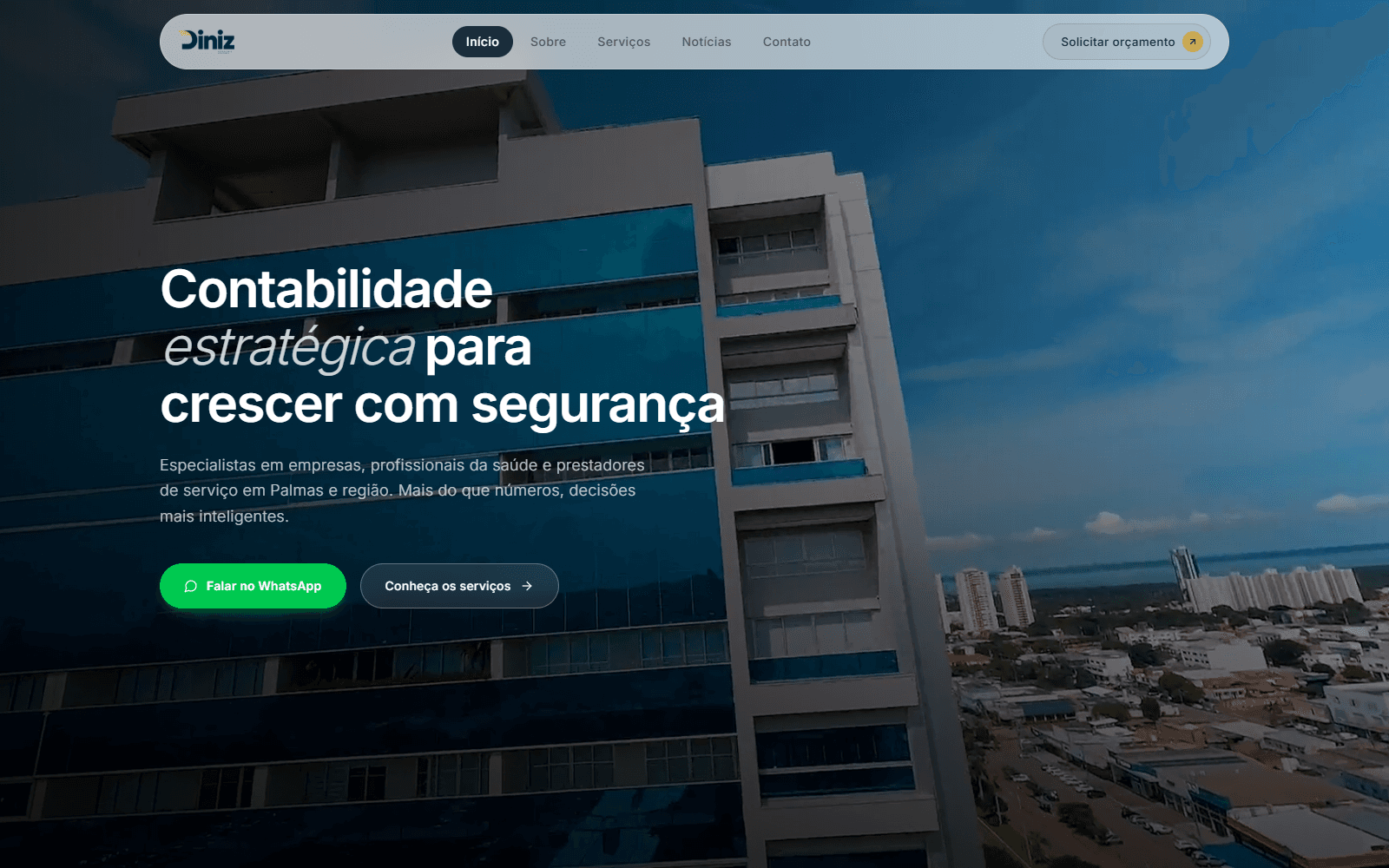 Interface do site Diniz Contabilidade