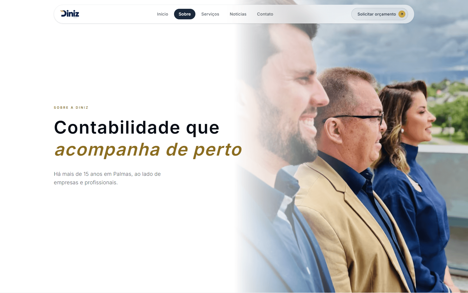 Página Sobre do site Diniz Contabilidade